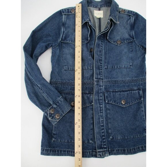 Anthropologie Unpublished Morgan Military Jacket Womens Size M Denim Utility - Picture 11 of 16